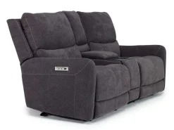 Mor Furniture Reclining Loveseats|Loveseats|Palencia 3 Power Console Loveseat In Trento Charcoal
