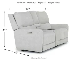 Mor Furniture Reclining Loveseats|Loveseats|Palencia 3 Power Console Loveseat In Trento Charcoal