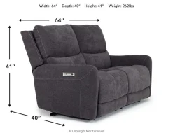 Mor Furniture Reclining Loveseats|Reclining Sofas|Palencia 3 Power Loveseat In Trento Charcoal
