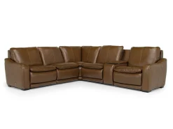 Mor Furniture Reclining Sectionals|Sectionals|Paradise 6 Piece 2 Power Sectional In Chestnut Leather