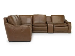 Mor Furniture Reclining Sectionals|Sectionals|Paradise 6 Piece 2 Power Sectional In Chestnut Leather