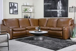 Mor Furniture Reclining Sectionals|Reclining Sofas|Paradise 5 Piece 2 Power Sectional In Chestnut Leather