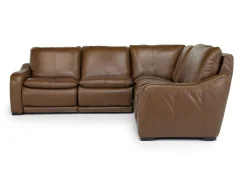 Mor Furniture Sectionals|Paradise 5 Piece 2 Power Sectional W/ 2 Power Armless Recliner In Chestnut Leather
