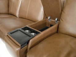 Mor Furniture Reclining Sectionals|Sectionals|Paradise 7 Piece 2 Power Sectional W/ 2 Power Armless Recliner In Chestnut Leather