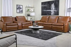 Mor Furniture Reclining Loveseats|Loveseats|Paradise 2 Power Console Loveseat In Chestnut Leather