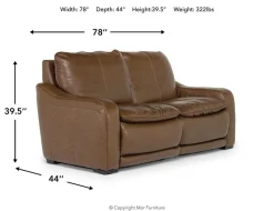 Mor Furniture Reclining Loveseats|Reclining Sofas|Paradise 2 Power Loveseat In Chestnut Leather