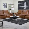 Mor Furniture Living Room Sets|Paradise 2 Power Sofa & Loveseat In Chestnut Leather