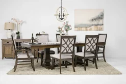 Mor Furniture Dining Room Sets|Phillipe Dining Table & 4 Side Chairs & 2 Arm Chairs In Cherry