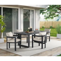 Mor Furniture Outdoor Dining Sets|Playa Outdoor Dining Table & 4 Chairs In Dark Gray
