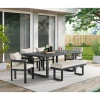 Mor Furniture Outdoor Dining Sets|Playa Outdoor Dining Table, 4 Chairs & Bench In Dark Gray