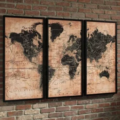 Mor Furniture Wall Art & Accents|Pollyanna World Map, Set Of 3