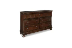 Mor Furniture Bedroom Sets|Porter Panel Bed, Dresser, Mirror & Nightstand In Rustic Brown, Queen
