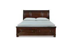 Mor Furniture Storage Beds|Beds|Porter Sleigh Bed W/ Storage In Rustic Brown, Queen