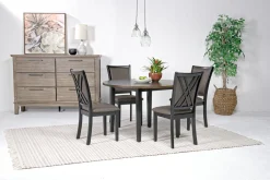Mor Furniture Seating For 4|Round Dining Sets|Potomac Round Dining Table & 4 Chairs In Brown / Black