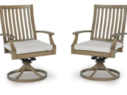 Mor Furniture Outdoor Dining Chairs|Rainier Outdoor Swivel Chair In Brown/Beige, Set Of 2
