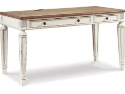 Mor Furniture Desks|Realyn Office Desk W/ Usb Charging In White/Brown