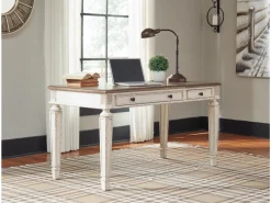 Mor Furniture Desks|Realyn Office Desk W/ Usb Charging In White/Brown