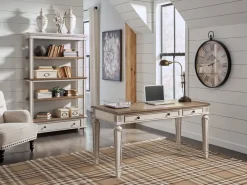 Mor Furniture Desks|Realyn Office Desk W/ Usb Charging In White/Brown