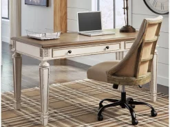 Mor Furniture Desks|Realyn Office Desk W/ Usb Charging In White/Brown