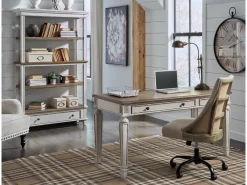 Mor Furniture Desks|Realyn Office Desk W/ Usb Charging In White/Brown