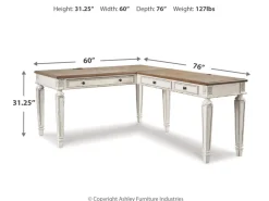 Mor Furniture Desks|Realyn Office Desk W/ Usb Charging In White/Brown