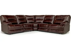 Mor Furniture Sectionals|Retreat 5 Piece Power Sectional W/ Power Armless Recliner In Cognac Leather