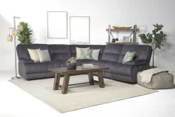 Mor Furniture Sectionals|Retreat 5 Piece Power Sectional W/ Power Armless Recliner In Cognac Leather