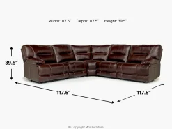 Mor Furniture Sectionals|Retreat 5 Piece Power Sectional W/ Power Armless Recliner In Cognac Leather