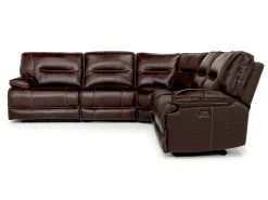 Mor Furniture Sectionals|Retreat 5 Piece Power Sectional W/ Power Armless Recliner In Cognac Leather