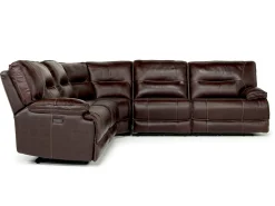 Mor Furniture Sectionals|Retreat 5 Piece Power Sectional W/ Power Armless Recliner In Cognac Leather
