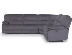 Mor Furniture Sectionals|Retreat 5 Piece Power Sectional W/ Power Armless Recliner In Cognac Leather