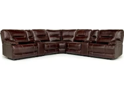 Mor Furniture Sectionals|Retreat 7 Piece Power Sectional In Cognac Leather