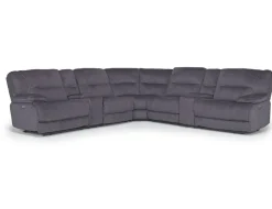 Mor Furniture Sectionals|Retreat 7 Piece Power Sectional In Cognac Leather