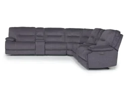 Mor Furniture Sectionals|Retreat 7 Piece Power Sectional In Cognac Leather