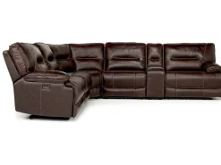 Mor Furniture Sectionals|Retreat 6 Piece Power Sectional In Cognac Leather