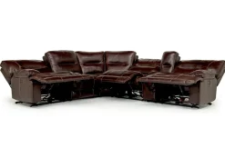 Mor Furniture Sectionals|Retreat 6 Piece Power Sectional W/ Power Armless Recliner In Cognac Leather