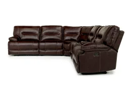 Mor Furniture Sectionals|Retreat 6 Piece Power Sectional W/ Power Armless Recliner In Cognac Leather