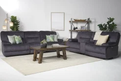Mor Furniture Loveseats|Retreat Power Console Loveseat In Charcoal