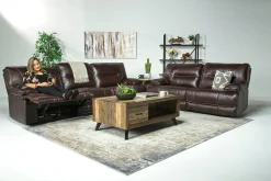 Mor Furniture Reclining Loveseats|Loveseats|Retreat Power Loveseat In Cognac Leather