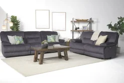 Mor Furniture Living Room Sets|Retreat Power Sofa & Loveseat In Cognac Leather