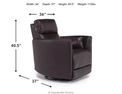 Mor Furniture Recliners|Retreat Swivel Gliding Recliner In Brown Leather