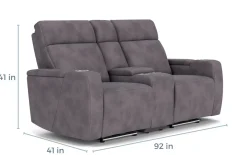 Mor Furniture Reclining Loveseats|Loveseats|Rhys 2 Power Console Loveseat In Gray