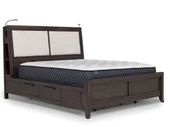 Mor Furniture Bedroom Sets|Riley Bookcase Bed, Dresser, Mirror & Nightstand In Carbonite, Ca King