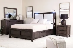 Mor Furniture Bedroom Sets|Riley Bookcase Bed, Dresser, Mirror & Nightstand In Carbonite, Ca King