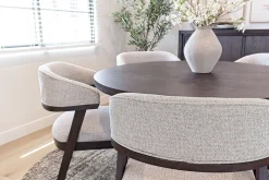 Mor Furniture Round Dining Sets|Dining Room Sets|Riley Round Dining Table & 5 Chairs In Carbonite