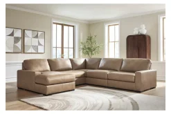 Mor Furniture Sectionals|Sahara 5 Piece Chaise Sectional In Sahara Leather, Left Facing