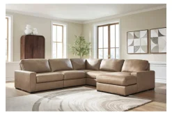 Mor Furniture Sectionals|Sahara 5 Piece Chaise Sectional In Sahara Leather, Left Facing