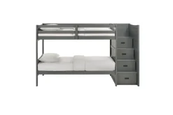 Mor Furniture Kids Beds & Bunk Beds|Sami Bunk Bed W/ Storage Steps In Espresso, Twin/Twin, Right Facing