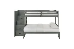 Mor Furniture Kids Beds & Bunk Beds|Sami Bunk Bed W/ Storage Steps In Espresso, Twin/Twin, Right Facing