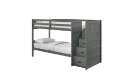 Mor Furniture Kids Beds & Bunk Beds|Sami Bunk Bed W/ Storage Steps In Espresso, Twin/Twin, Right Facing